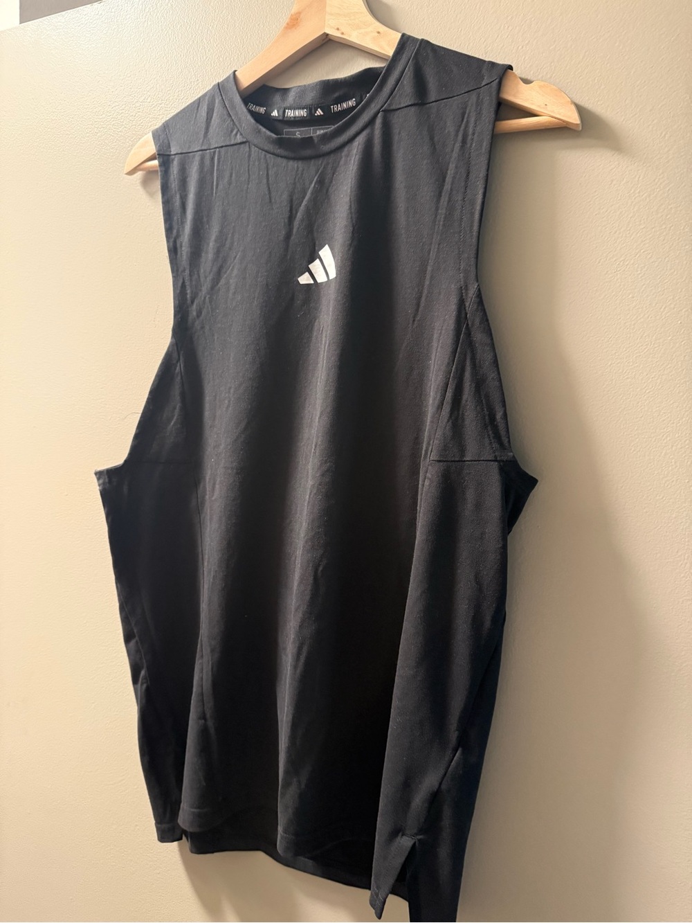 adidas Black Sleeveless Muscle Tee with White Logo